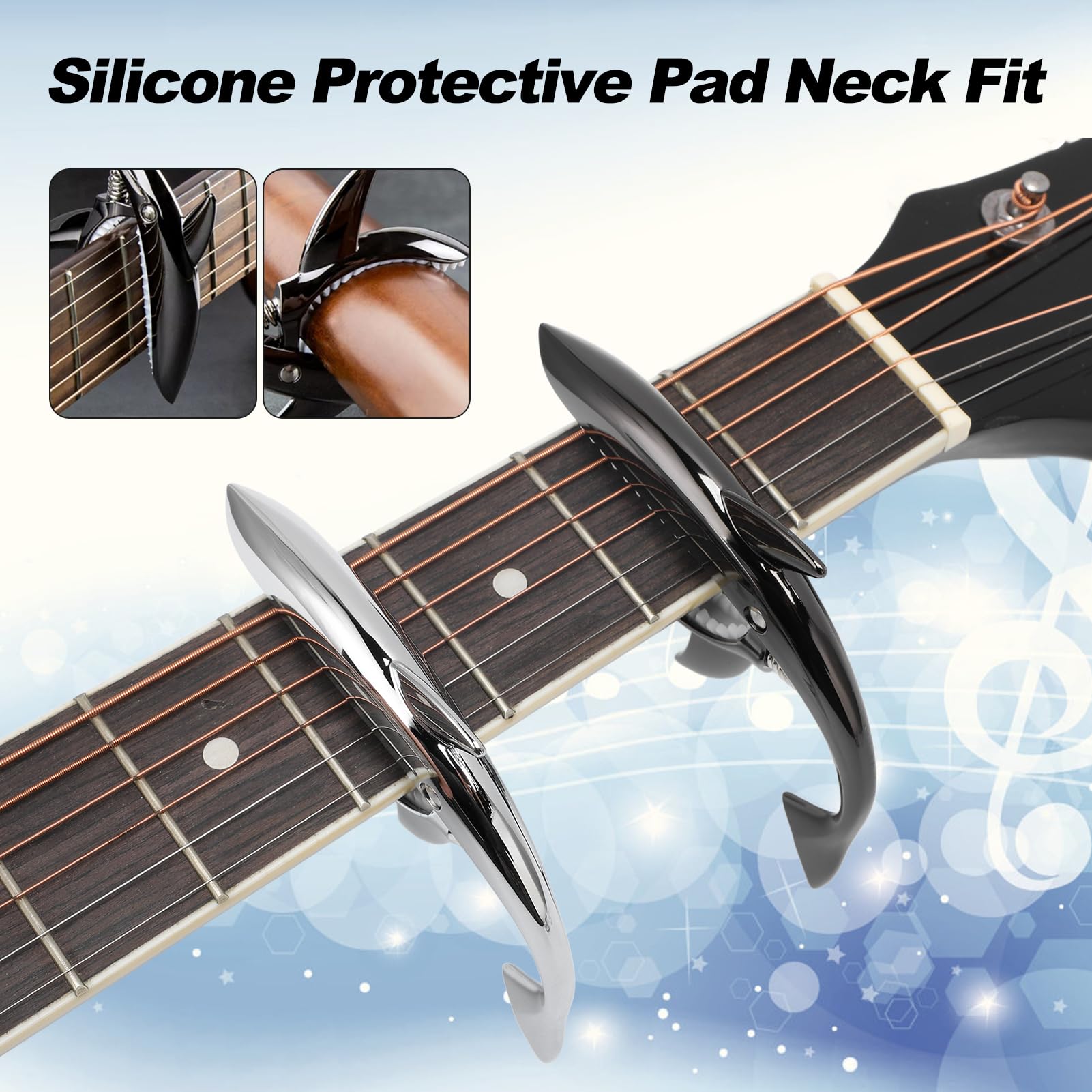 Gugxiom 2PCS Shark Guitar Capo, Zinc Alloy Guitar Capo - Image 2