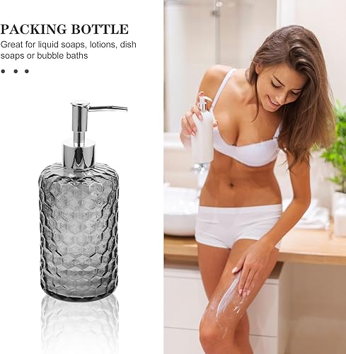 Miniatura 5 de Glass Shampoo Dispenser with Easy-Press Pump Hand Soap Bottle for Bathroom Kitchen Large Capacity Refillable Liquid Soap Pump Container with Gray