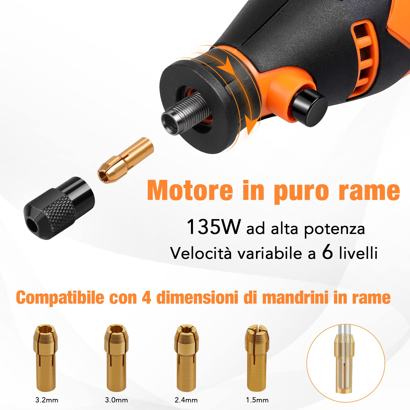 Utensile Multifunzione 170W Con 85 Accessori - Mini Smerigliatrice Per Taglio, Lucidatura, Incisione - Foto 6