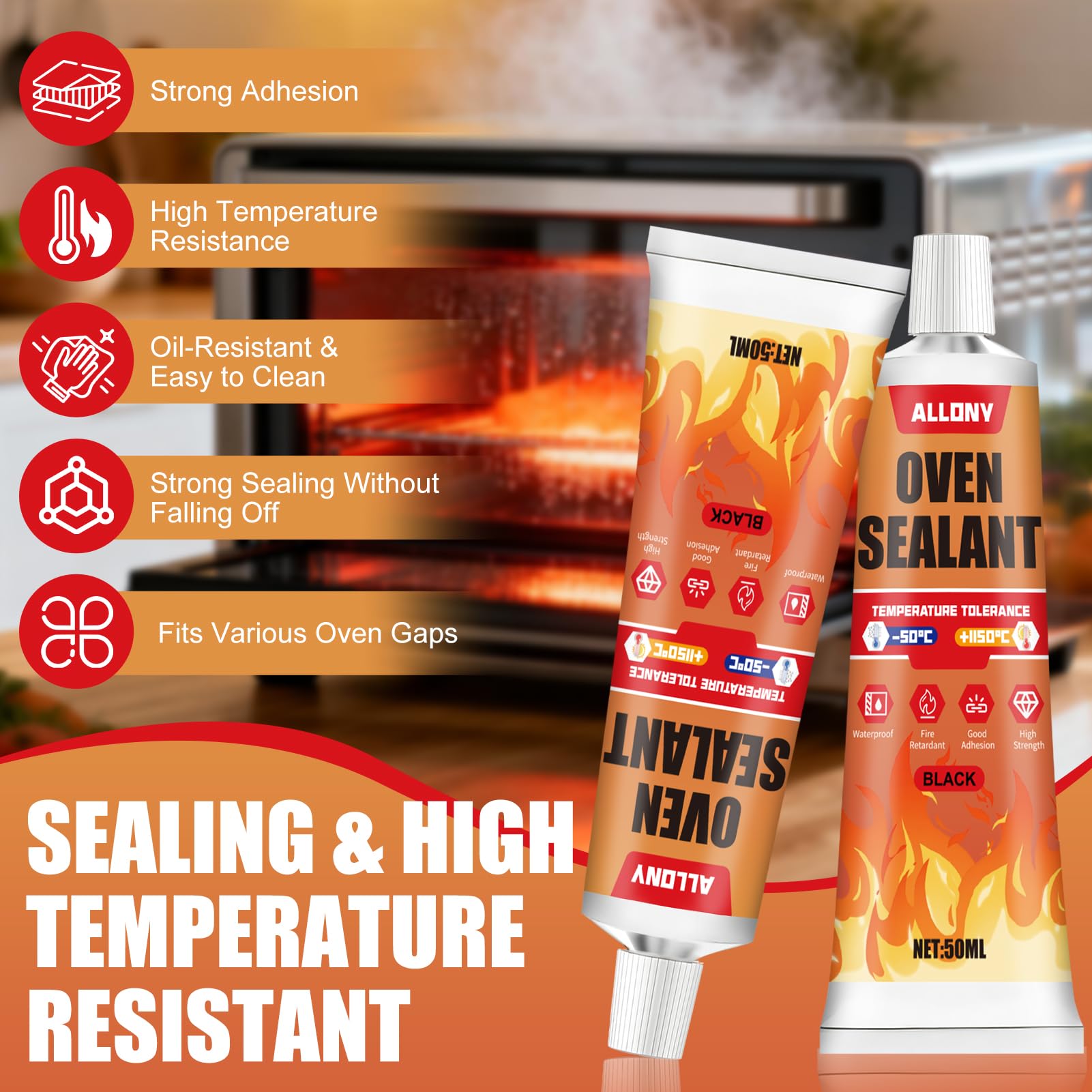 Silicone Alte Temperature 1000 Gradi 100ML per Forno Stufa Vetro Caminetti