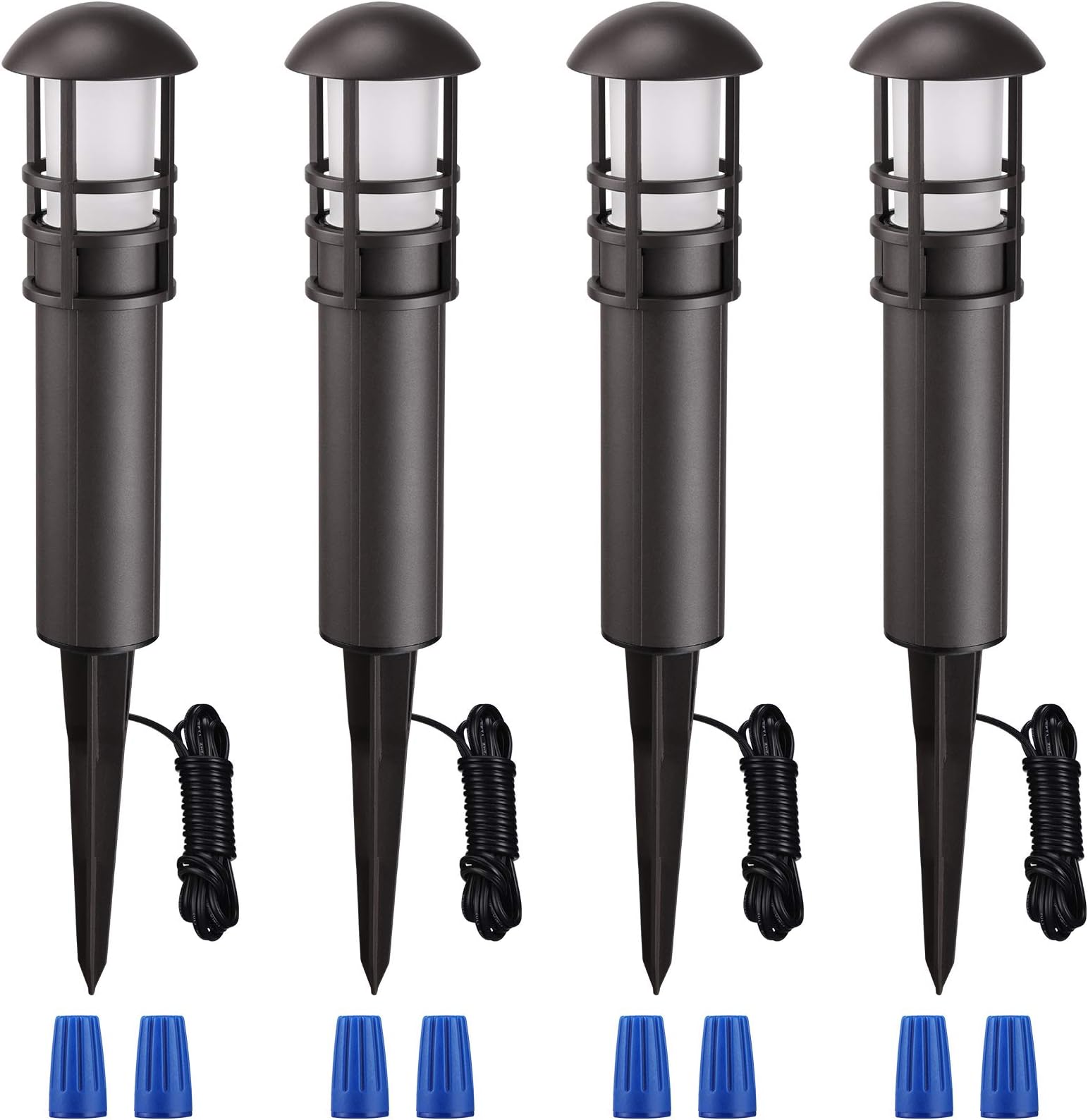 LEONLITE LED Low Voltage Landscape Pathway Lights, 3W 12V AC/DC Path Lighting, CRI90+, IP65 Waterproof, ETL Listed, Bronze Aluminum Housing, 4000K Cool White, Pack of 4