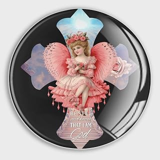 Small Magnets Refrigerator Glass Easter Cross Angel Bible Motto Be Still and Know That I Am God Round Fridge Magnets Magnetic Stickers for Refrigerator Holiday Mailbox Garage Door School Decor