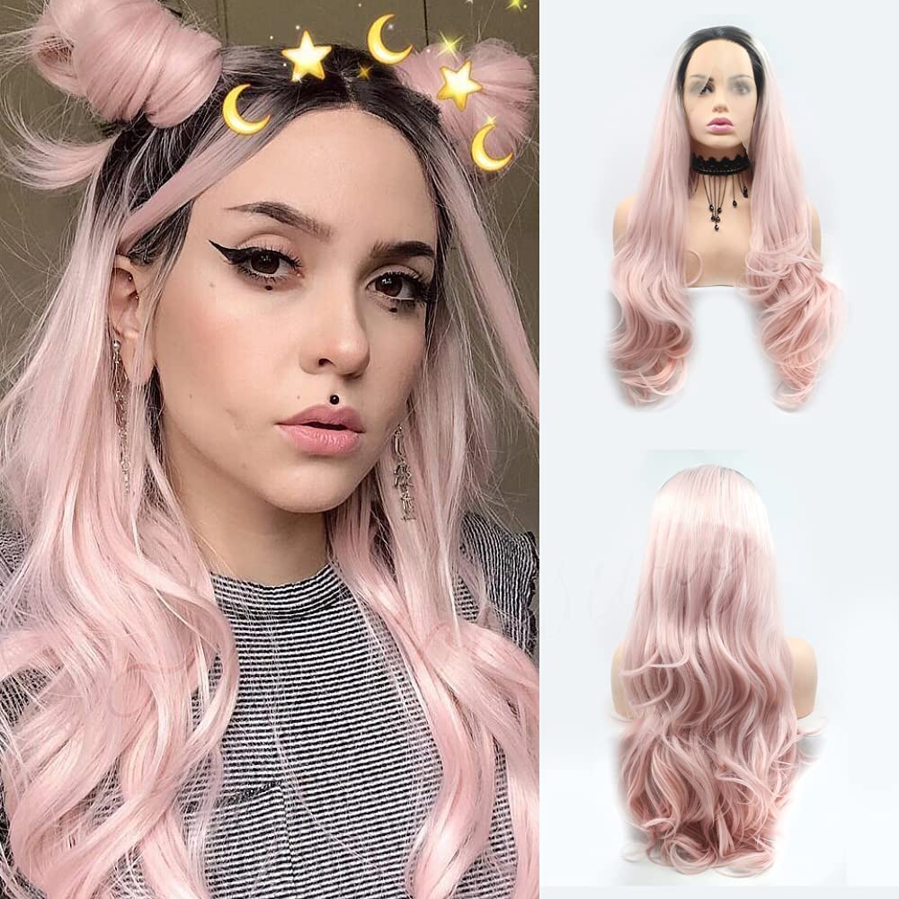 Perruque synthétique longue rose pour changer de coiffure sans abîmer vos cheveux
