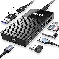 Vista 1 de SSD portátil 3 en 1 de 500 GB, hasta 1050 MB/s, unidad externa de estado sólido USB-C con concentrador USB 3.2 multipuerto, lector de tarjetas
