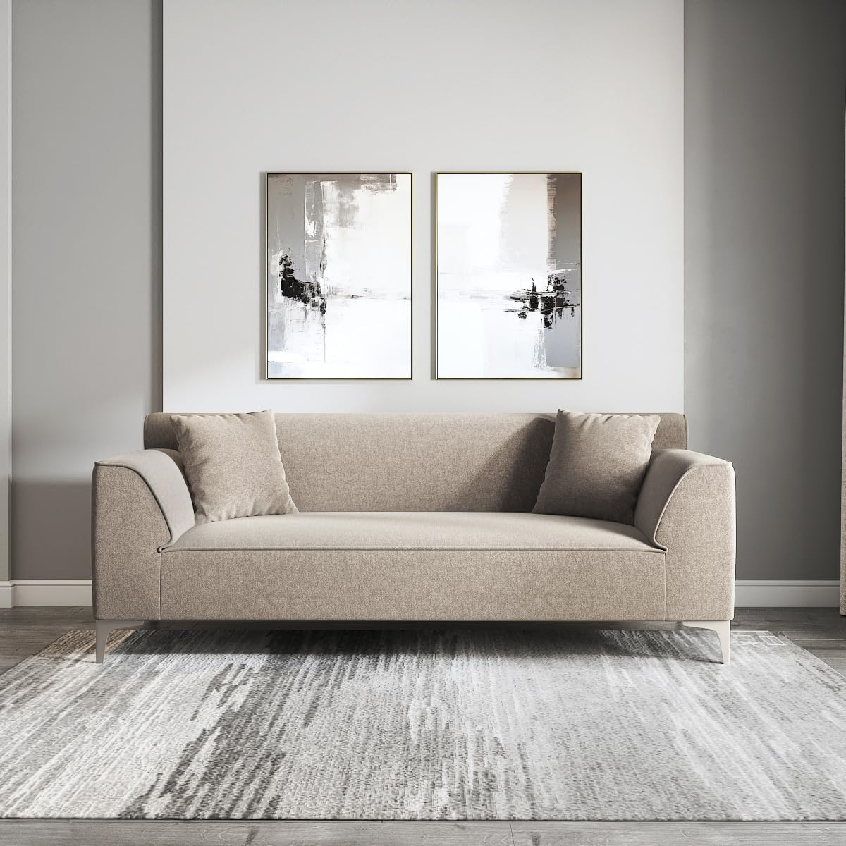 Urban Ladder Wynn 3 Seater Fabric Sofa in Shitake Beige Colour-picture-28