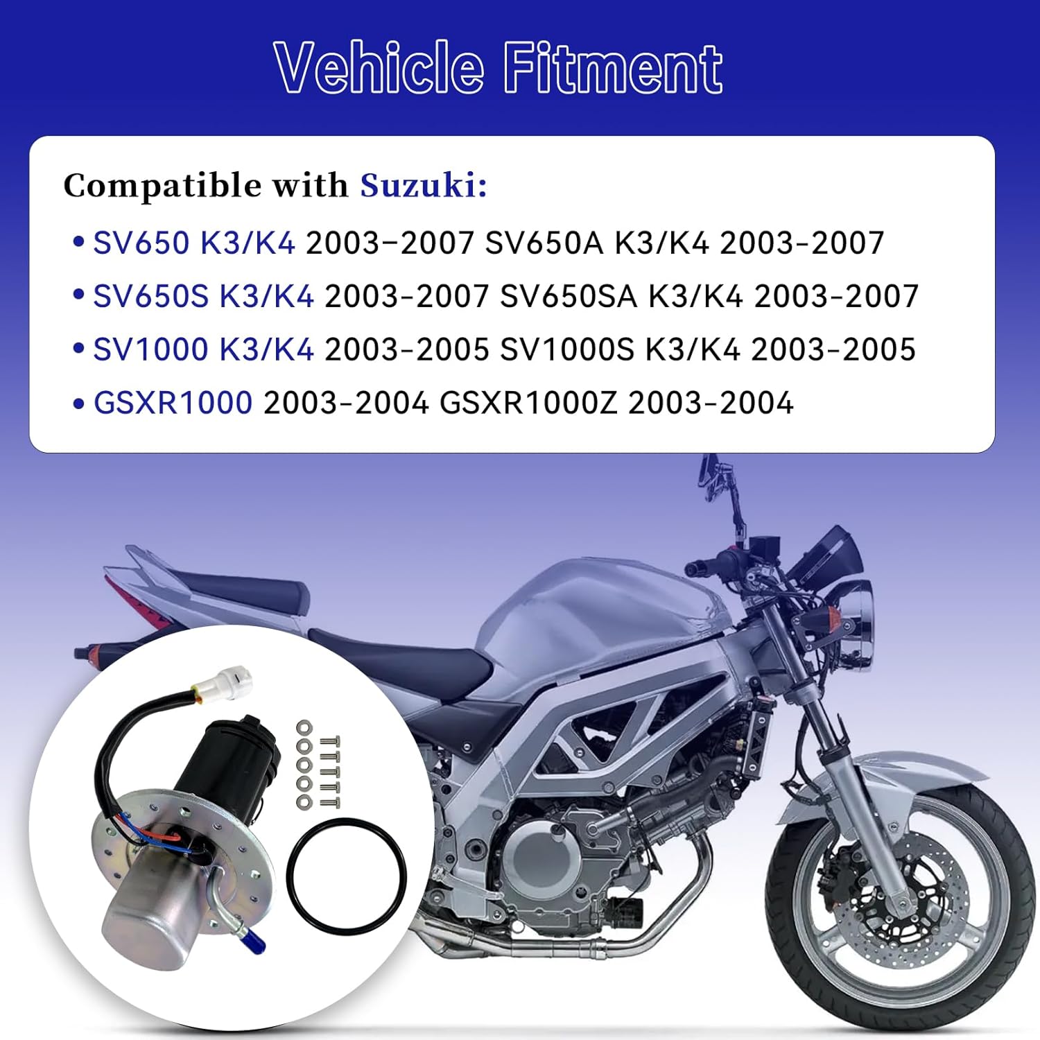 15100-35F30 Fuel Pump Assembly Compatible with 2003-2007 Suzuki SV650 SV650A SV650S SV650SA SV1000 SV1000S GSXR1000 GSXR1000Z, K3 K4