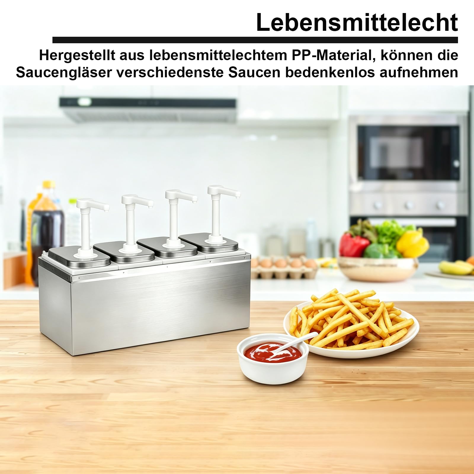 Dispenser per salse da 8 l, con 8 pompe in acciaio inox, dispenser per ketchup, maionese, senape, miele, marmellata