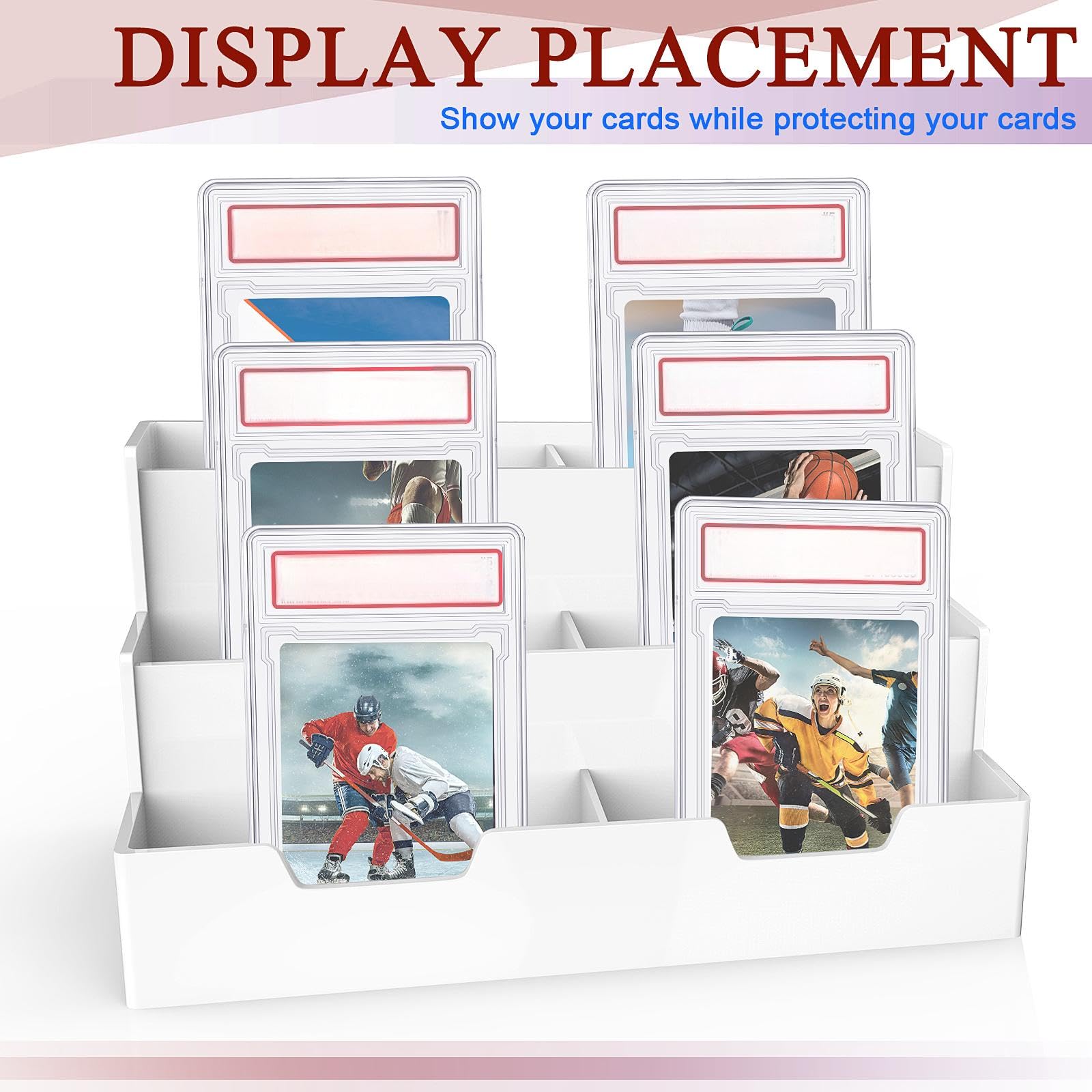 Gersoniel Sammelkarten-Schutzhülle, Acryl, transparent, Baseball-Kartenhalter mit Etikettenposition, harte Hüllen, kleine, stabile Aufbewahrungsbox für Standard-Sammler, Sportspielqualität, 48 Stück