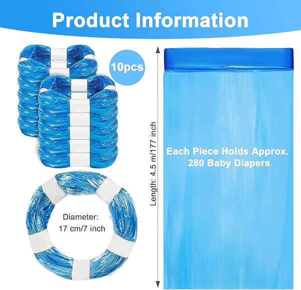 KALBIGRO 10 Piezas Recambios para Contenedor de Pañales, Compatibles con Tommee Tippee y Angelcare, Bolsas de Papelera para Bebé con Aroma a Limón, Casete para Twist & Click, Litter Locker II - 2