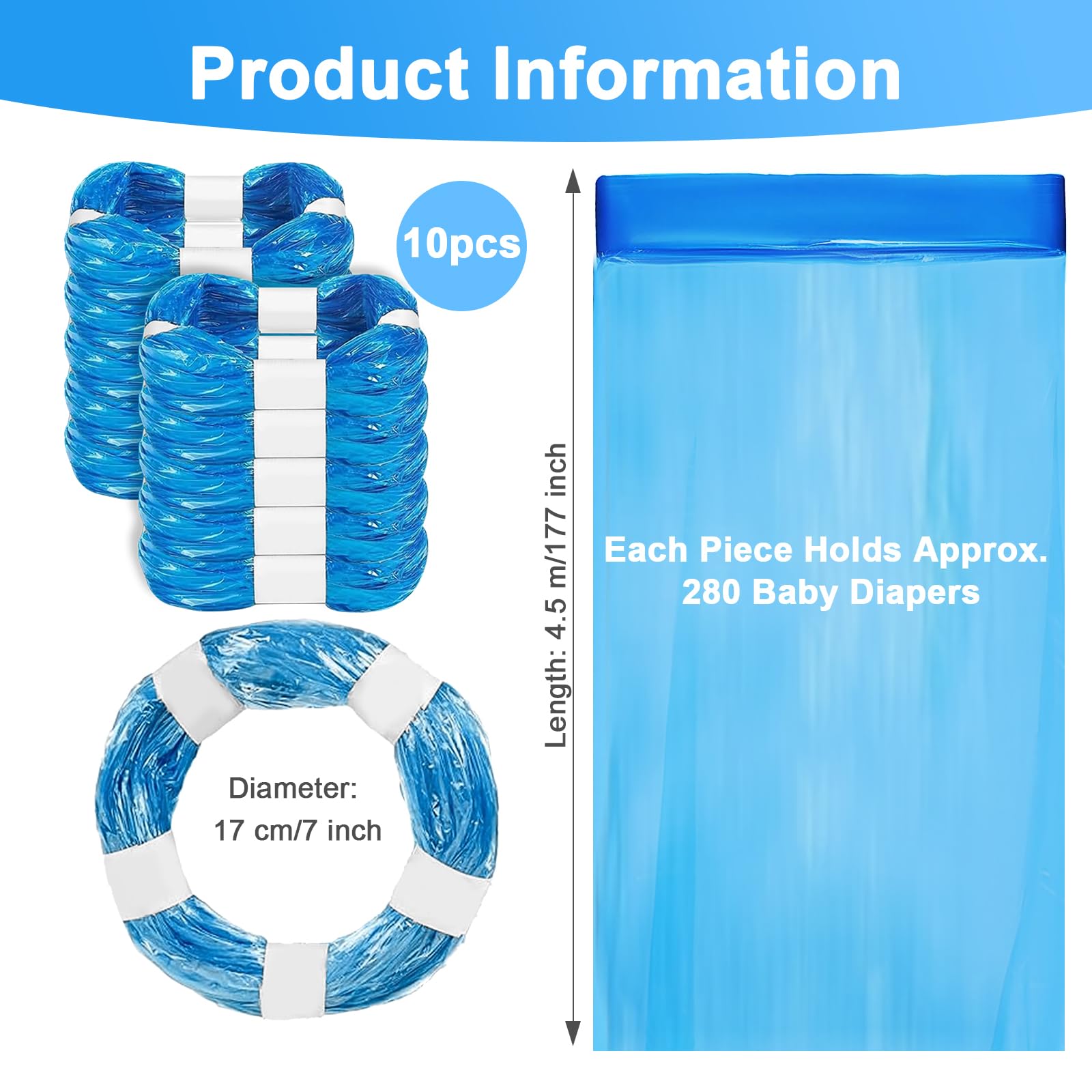 YSWOVUO 10 Pezzi Ricarica Mangiapannolini, Sacchetti Mangiapannolini Compatibile con Maialino Foppapedretti Angelcare Tommee Tippee Twist & Click Simplee Tec Litter Locker