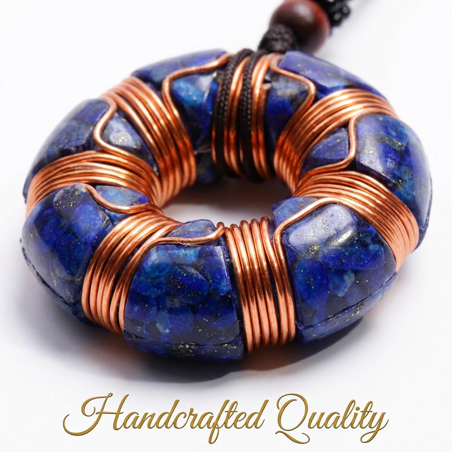 Day Day Up 7 Chakra Orgonite Pendant Necklace - Energy Healing Crystal Stone Pendant with Copper Wire Coil, Handmade Yoga Meditation Jewelry