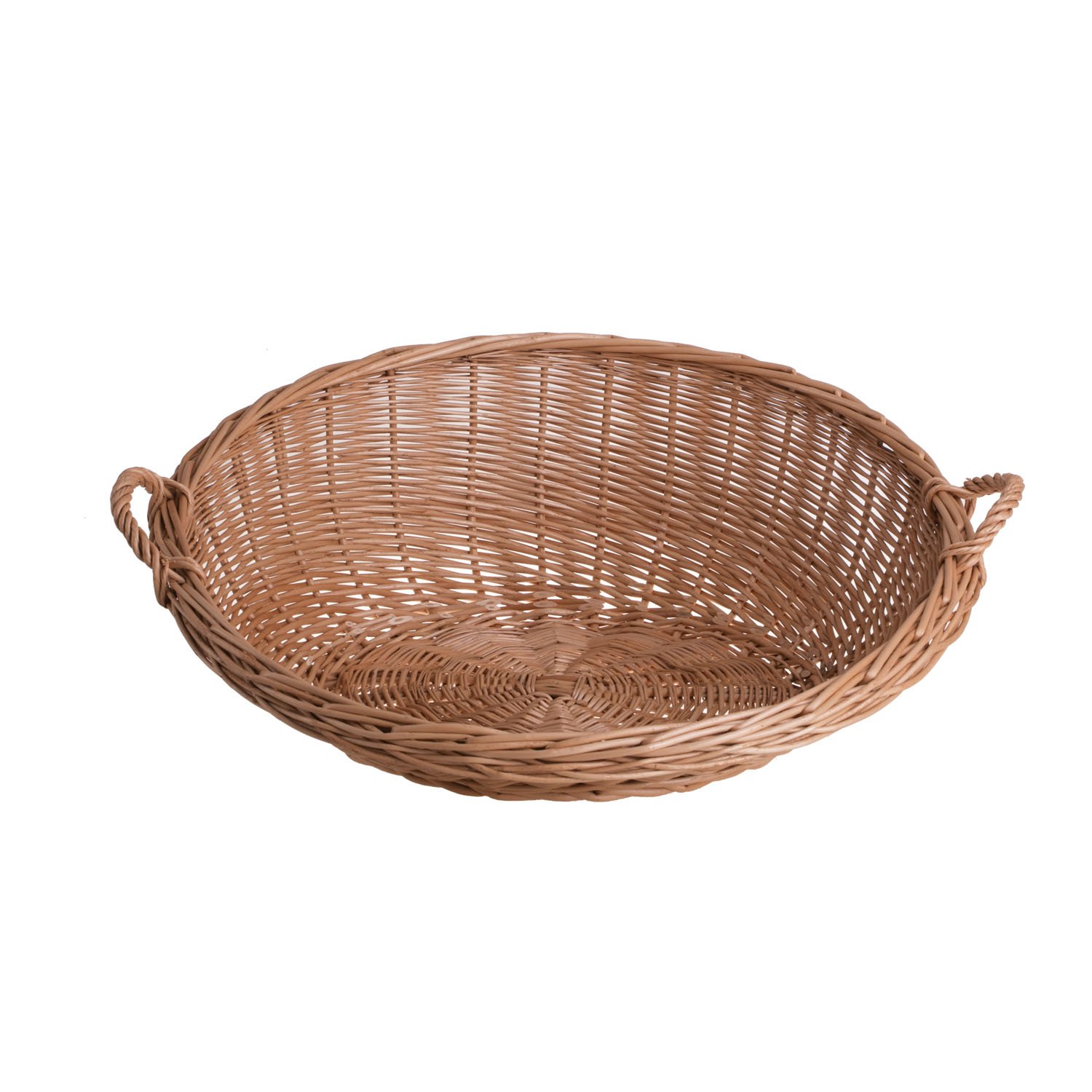 e-wicker24 Plateau ronde à garnir en osier avec deux poignées de transport,plateau de service, plateau decoratif, caisse en osier, (Ø:55 H8/20)