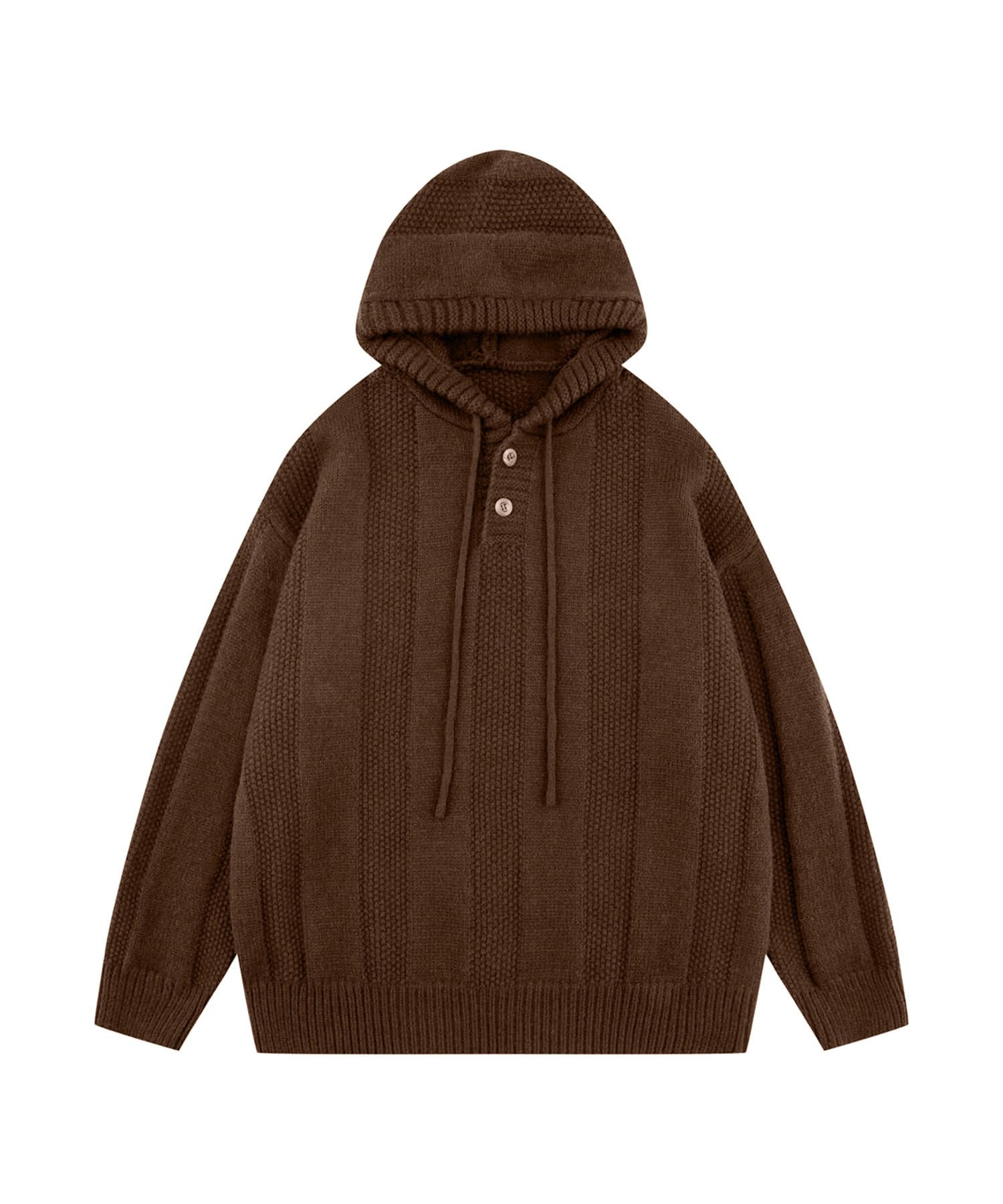 Bakyarder Hoodies for Men Women Waffle Knit Hooded Pullover Button Oversized Sweaters