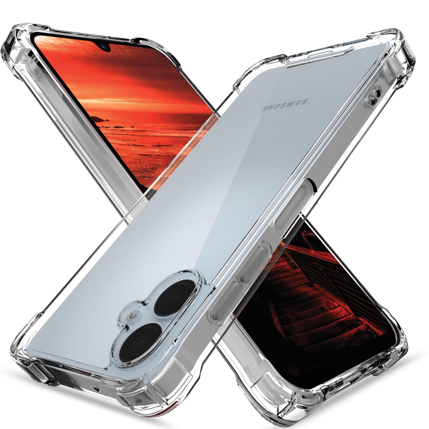 Amazon Basics Back Cover for Samsung Galaxy S25 FE 5G PC + TPU Clear Transparent Raised Edges Shockproof Protective Phone Bumper Case(Transparent)