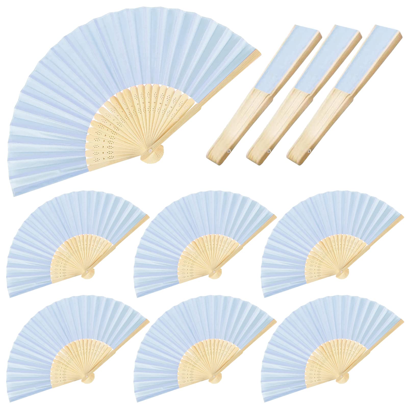 10 Pcs Wedding Fans Handheld,Hand Fan Folding,Wedding Decorations,Wedding Fans for Guests,Fabric Cloth Hand Fan,Bamboo Folding Fans,for Wedding Decorations,Church Wedding Gifts,DIY Decoration — image 1