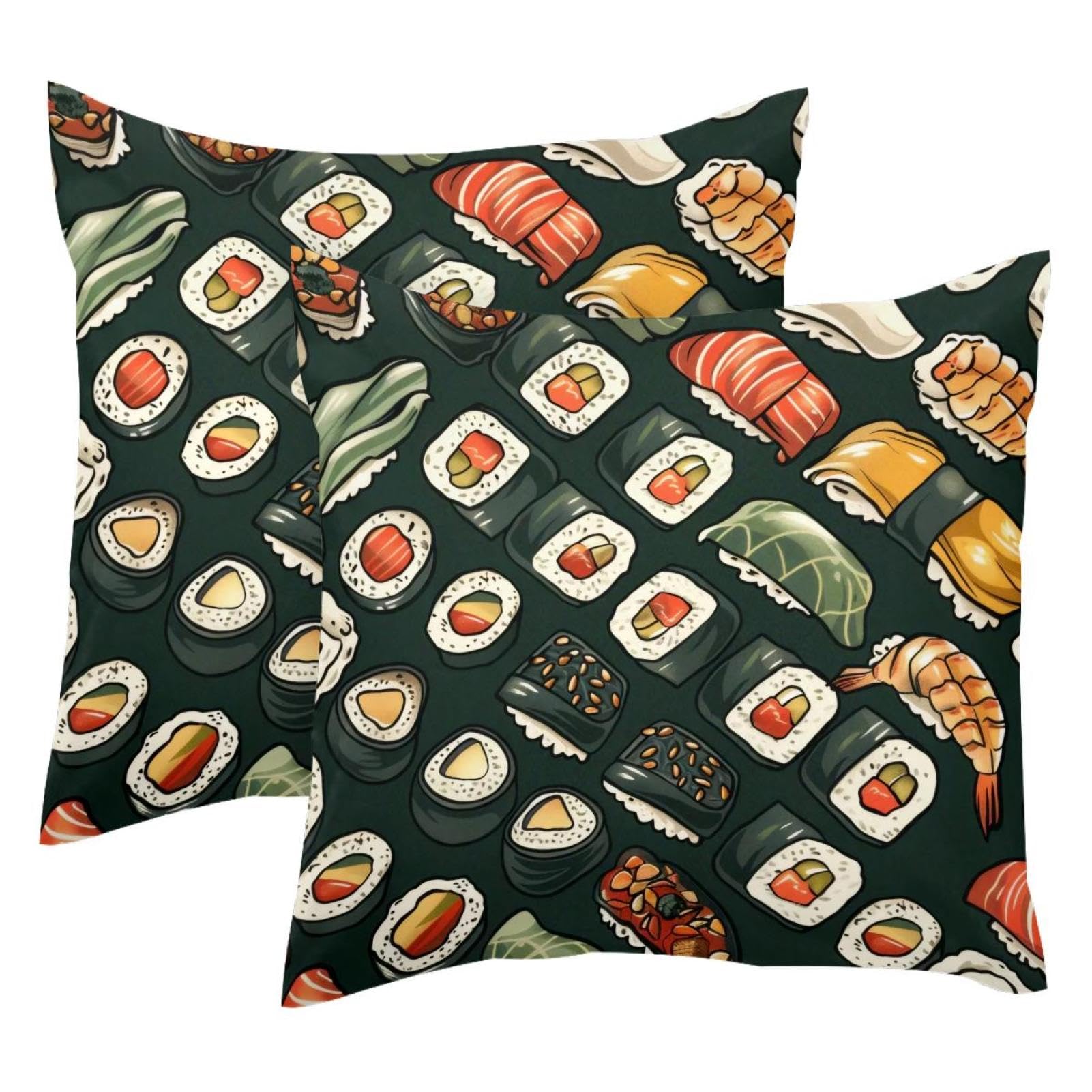 Housse de coussin velours 50x50 cm motif sushi pour colorer un salon trop terne