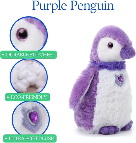 Miniatura 6 de The Petting Zoo, Posh Pingüino de peluche, regalos para niñas, juguete de peluche de pingüino morado de 12 pulgadas