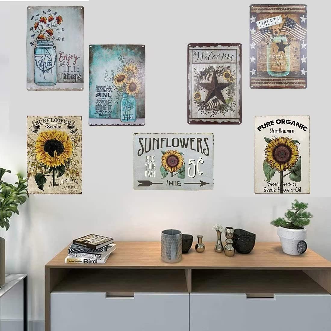 Vintage Floral Butterfly Metal Tin Sign - 12x8 Inch Retro Wall Decor For Home & Cafe