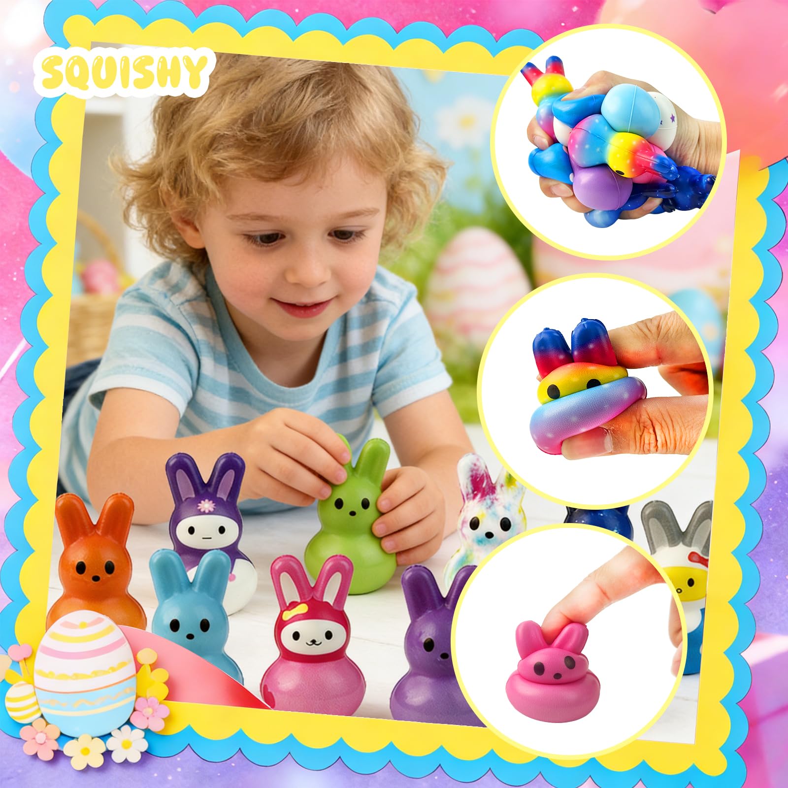 30Pcs Bunny Slow Rising Squishy Toys,Bulk Stress Relief Fidget Toy Squeeze Bunny for Kids,Treasure Chest Prizes, Classroom Prizes for Boys Girls