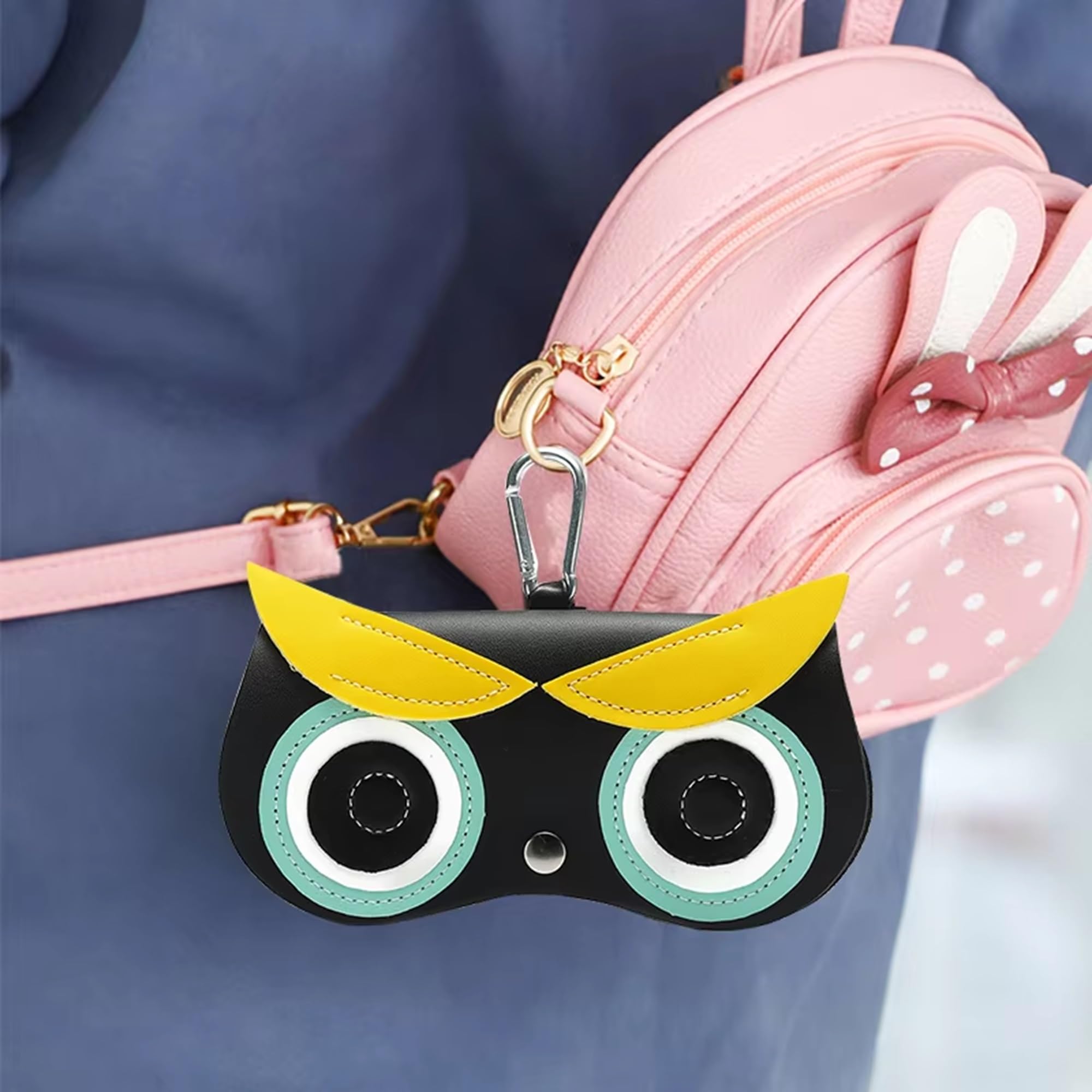 AUGEN Cute Sunglasses Organizer Case Hanging Leather Eyeglasses Bag Ornament Charms for Hand Bags Sunglasses Bag Hook Pendant Sunglasses Organizer (Owl) - Image 3 thumbnail