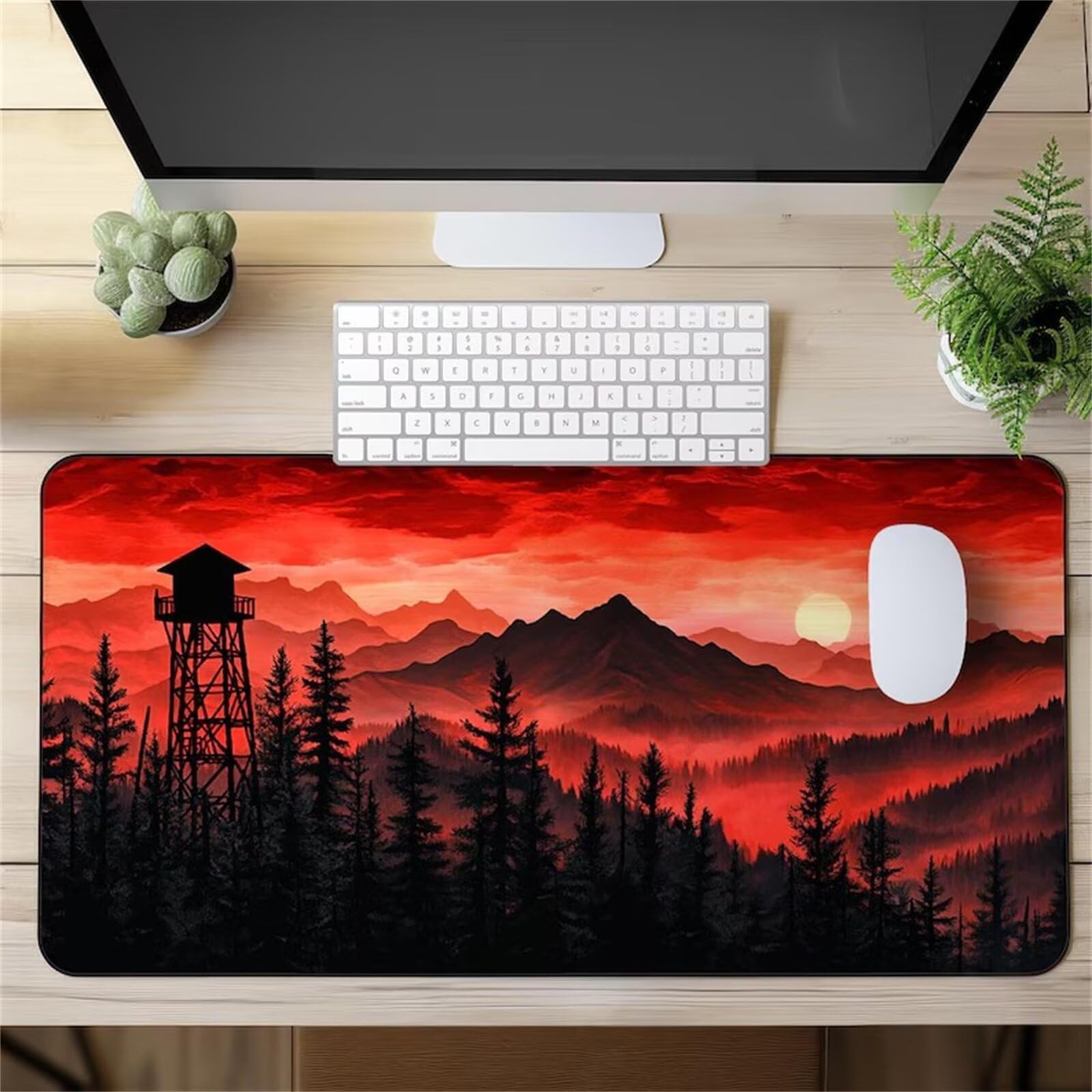 Tapis de souris gaming antidérapant et bords cousus paysage rouge - 6