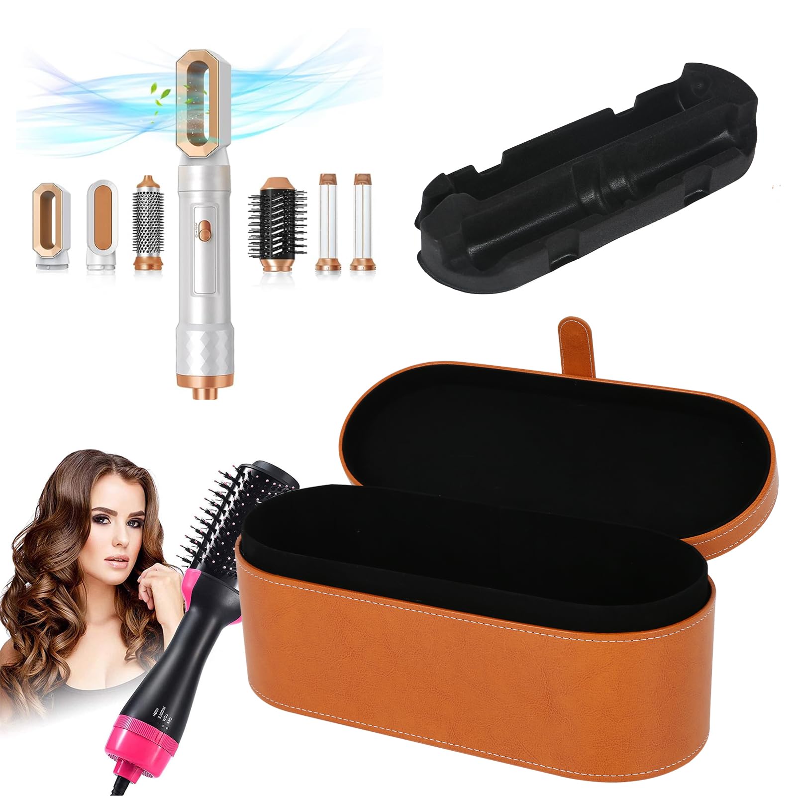 Caja de almacenamiento de piel sintética para secador de pelo Dyson, estuche rígido de viaje para secador de pelo, cepillo de aire caliente, rizador de pelo, 33,5 x 13,5 x 13 cm, bolsa organizadora