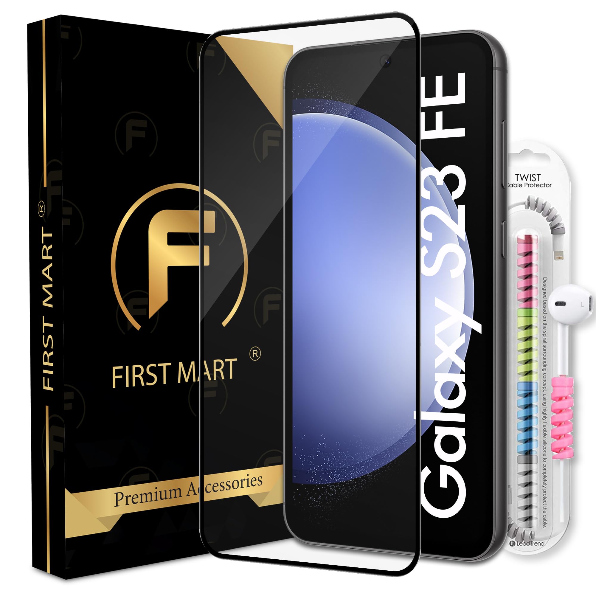 FIRST MART Premium Tempered Glass for Samsung Galaxy S23 FE 5G / A54 5G with Edge to Edge Coverage and Cable Protector and Easy Installation Kit, Pack of 1 (B0CSBH4LYZ) Amazon Price History, Amazon Price Tracker