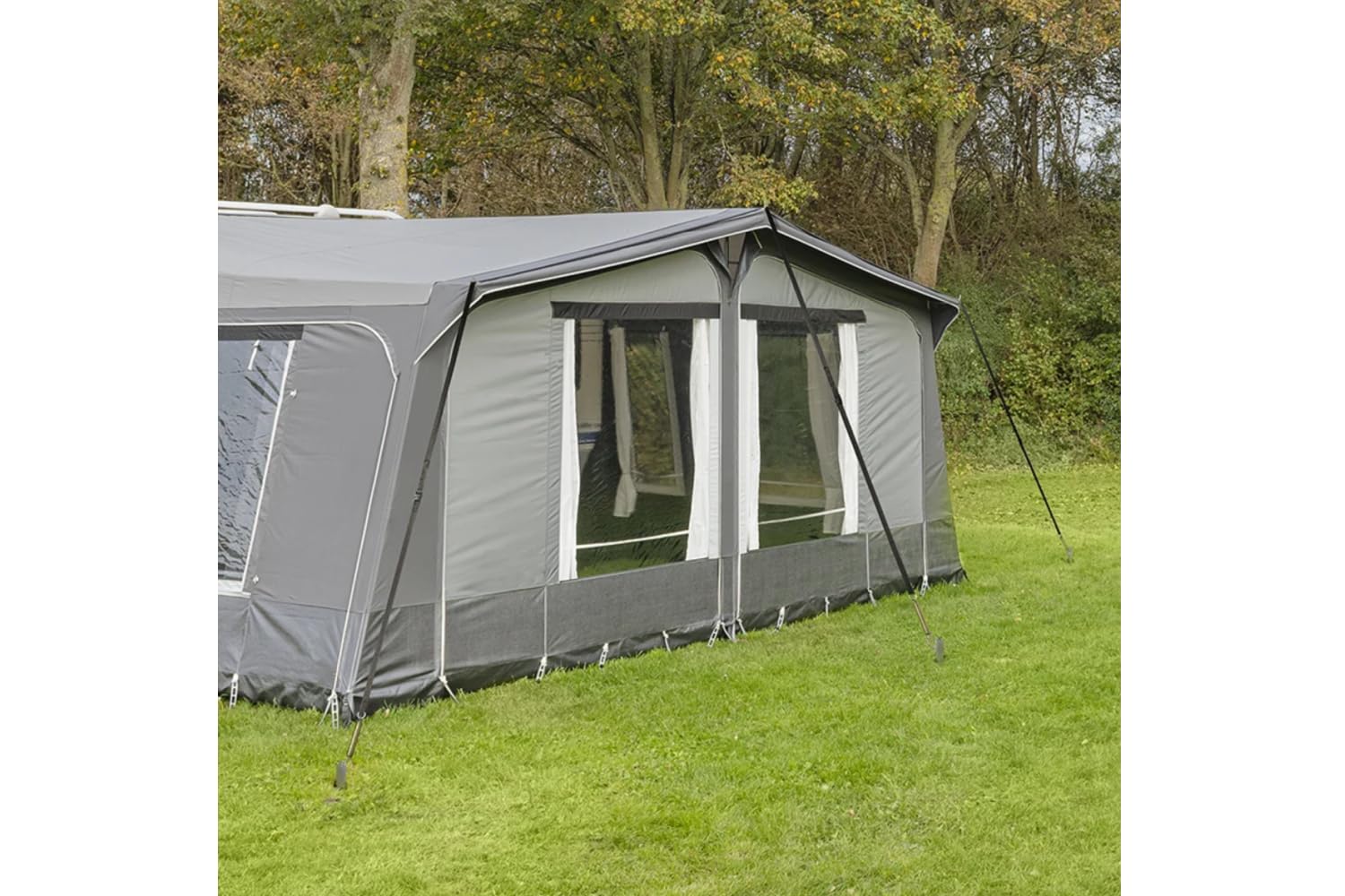 ProPlus 361724 Abspannset für Vorzelt 3X 5,10 cm inkl. 3 Zugfedern, 3 Zeltheringe und 3 S-Haken Abspannseile und Sturmsicherungen für Markisen – Ideale Lösung für Camping Sturmbänder Sturmband. | 3 Sturmgurte (400 cm + 110 cm), 3 Zugfedern, 3 Zeltheringe,
