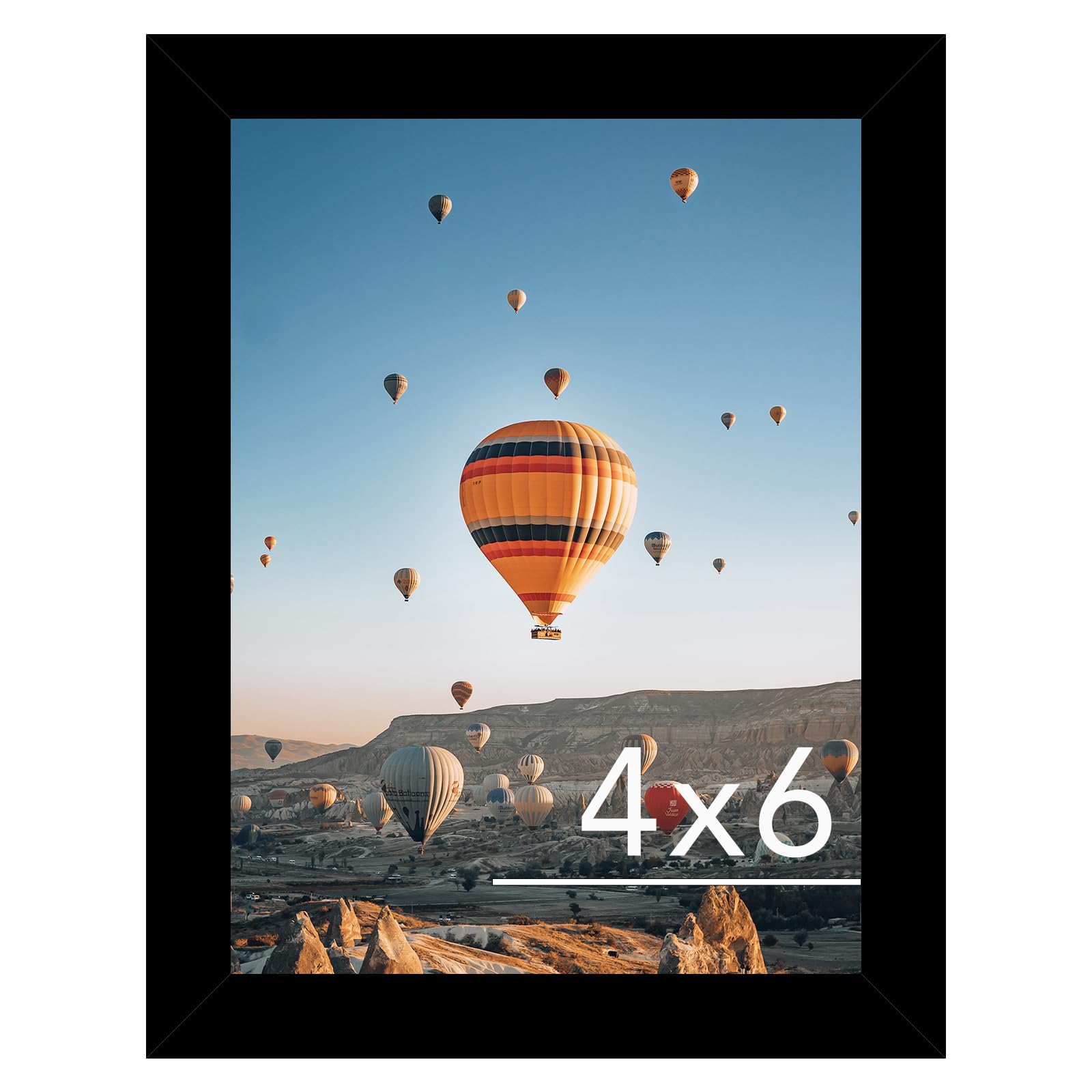 JCJMY 4x6 Picture Frame Black for Wall Hanging or Tabletop, Wall Mounting Horizontally or Vertically, 4 x 6 Wall Gallery Poster Photo Frame with Shatter Resistant Plexiglass, Black