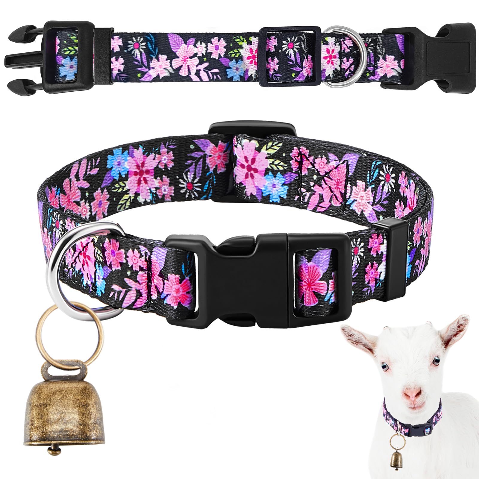 Copper Bell Goat Collar, Flower Girly Farm Style for Pygmy Goats and Lambs