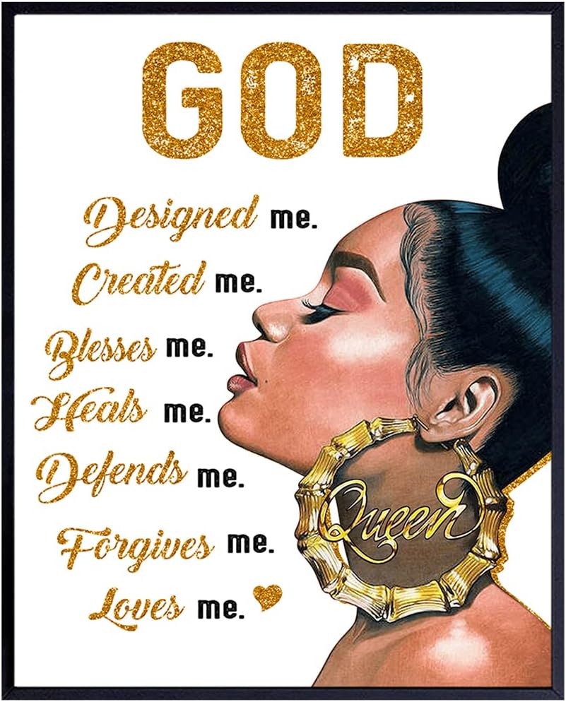 African American Art - Black Art - spiritual Religious Wall Decor - Black women - Inspiration Christian Gifts for Women, African Americans Black Girl - Christian Wall Decor- Faith God Wall Art & Decor