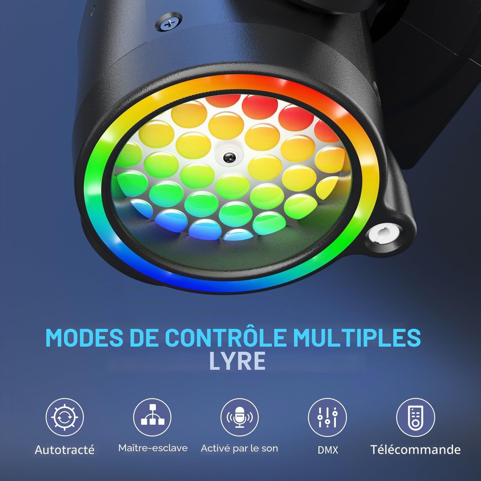 Mini Lyre LED Tête Mobile Lampe de Scène avec Télécommande 30W, RGB Jeux de Lumiere Gobo DJ Effets Lumineux avec ouverture Stroboscope DMX512 pour Fêtes Bars KTV Mariages