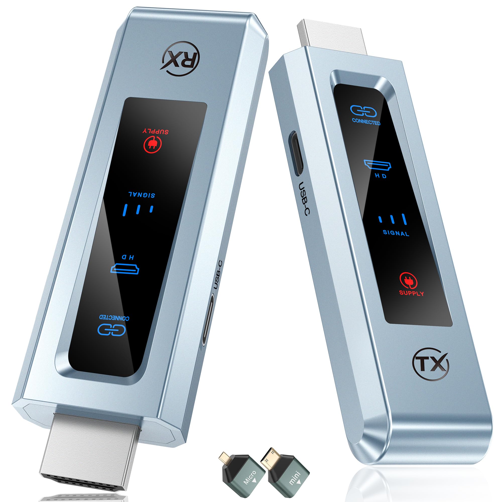 Wireless HDMI Transmitter and Receiver, 98 FT/30M Stabile Verbindung, 2,4G/5G tragbarer HDMI Wireless mit LED-Bildschirm, Plug & Play für Streaming Video Audio File von, Laptop, PC zu HDTV, Projektor.