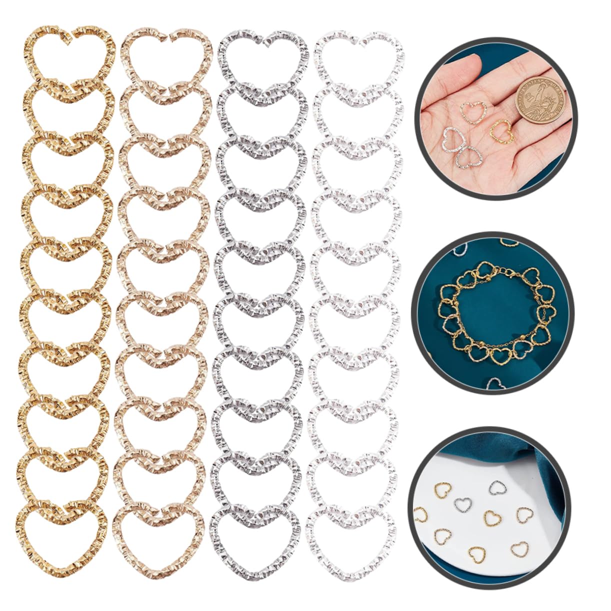EXCEART 640pezzi Anelli Di Collegamento Forma Di Cuore Per Creazione Gioielli Facili Da Usare e Design Creativo Accessori Decorativi Resistente Per Artigianato