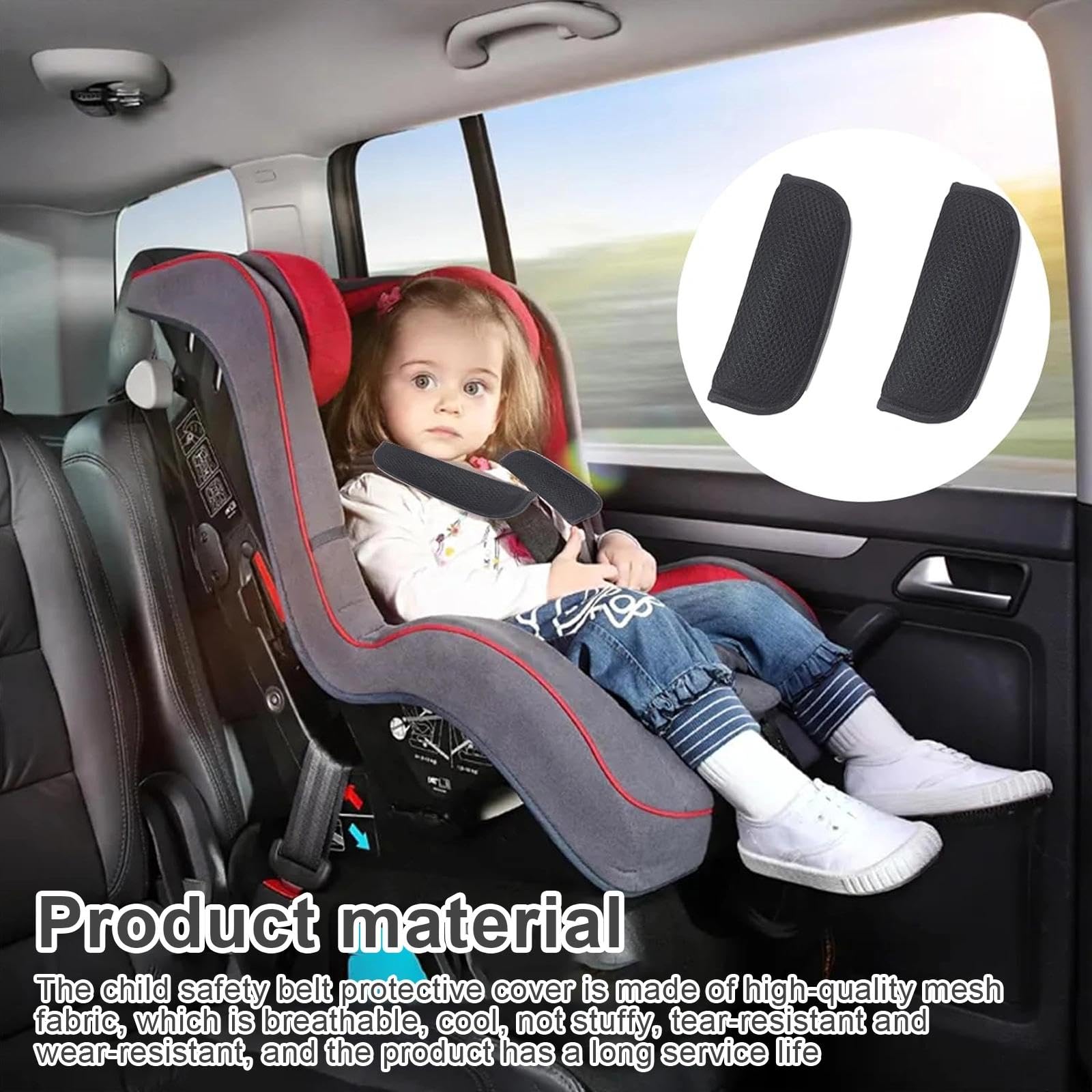 LINTRA Cuscino per Cintura Auto Bambini, 2 Paia Protezione Cintura Auto Bambini, Nero Imbottiture per Cinture di Sicurezza, 12 x 7 cm, per Cinture di Sicurezza e Spallacci di Passeggini e Dell'auto