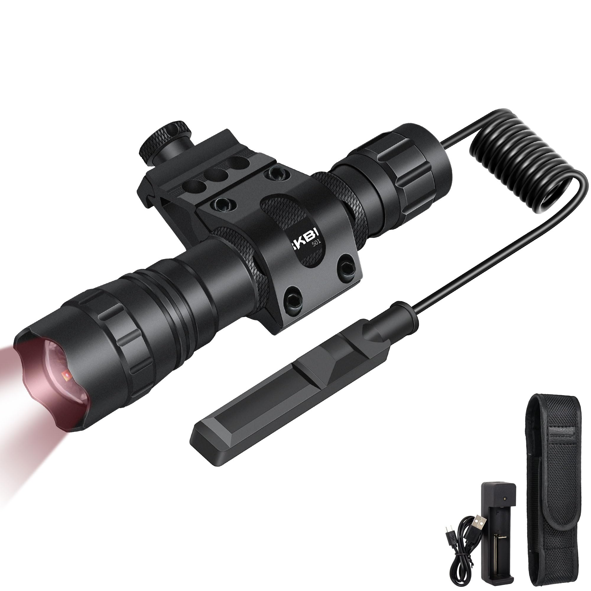 DARKBEAM Infrared Torch ir 850nm Night Vision Light Flashlight LED Rechargeable Mini, ir Illuminator with Long Range & High Power, Focus Adjustable for Hunting, Observation, Search, with Mount