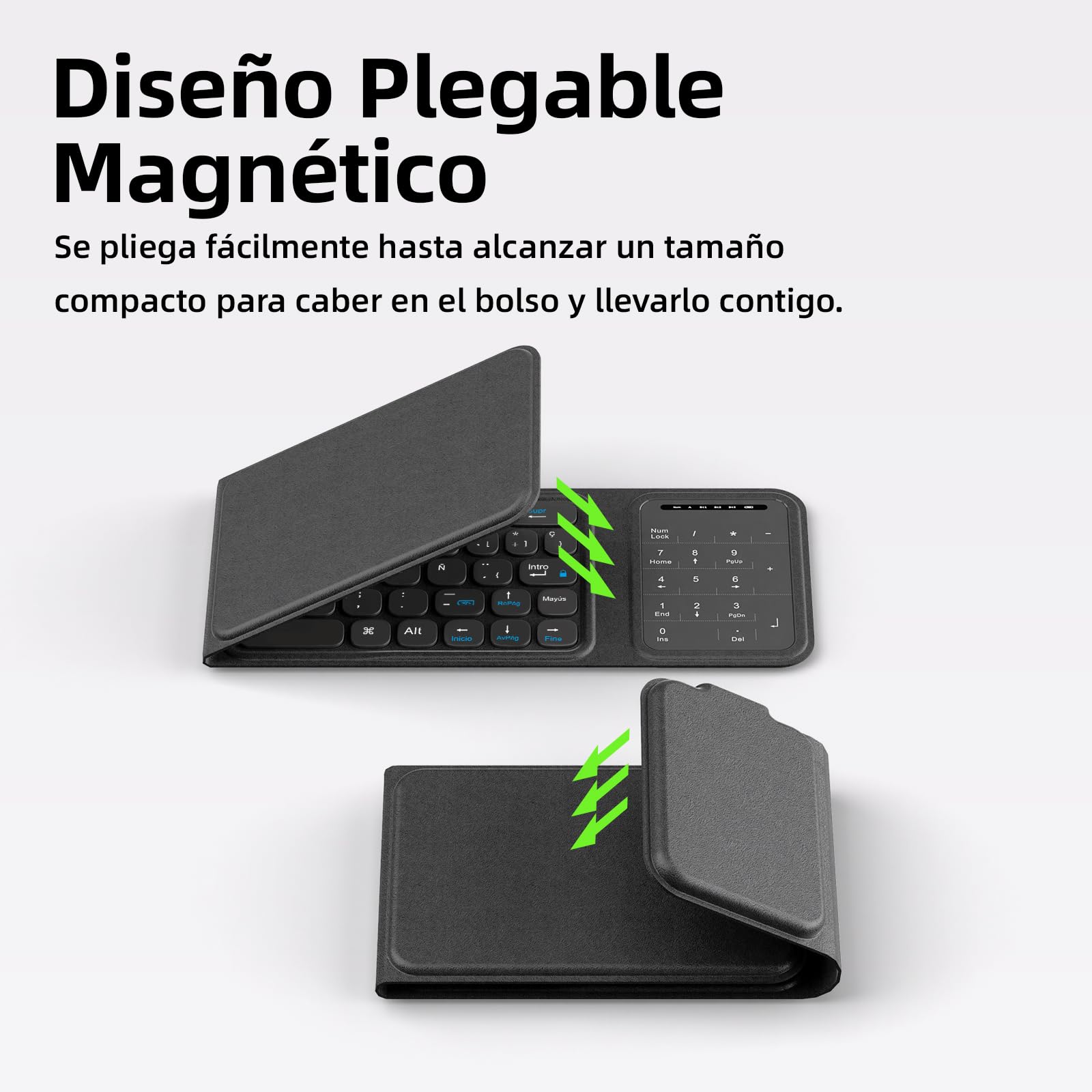 Bettdow Bluetooth Faltbare Tastatur mit Touchpad, Schwarz (Spanisch)