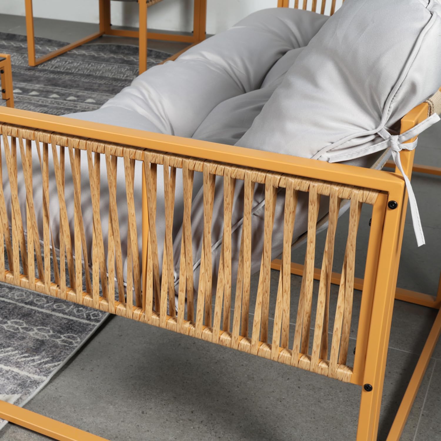 CONCEPT USINE Salon de Jardin TURINI 8 Places Rotin Naturel Gris Clair