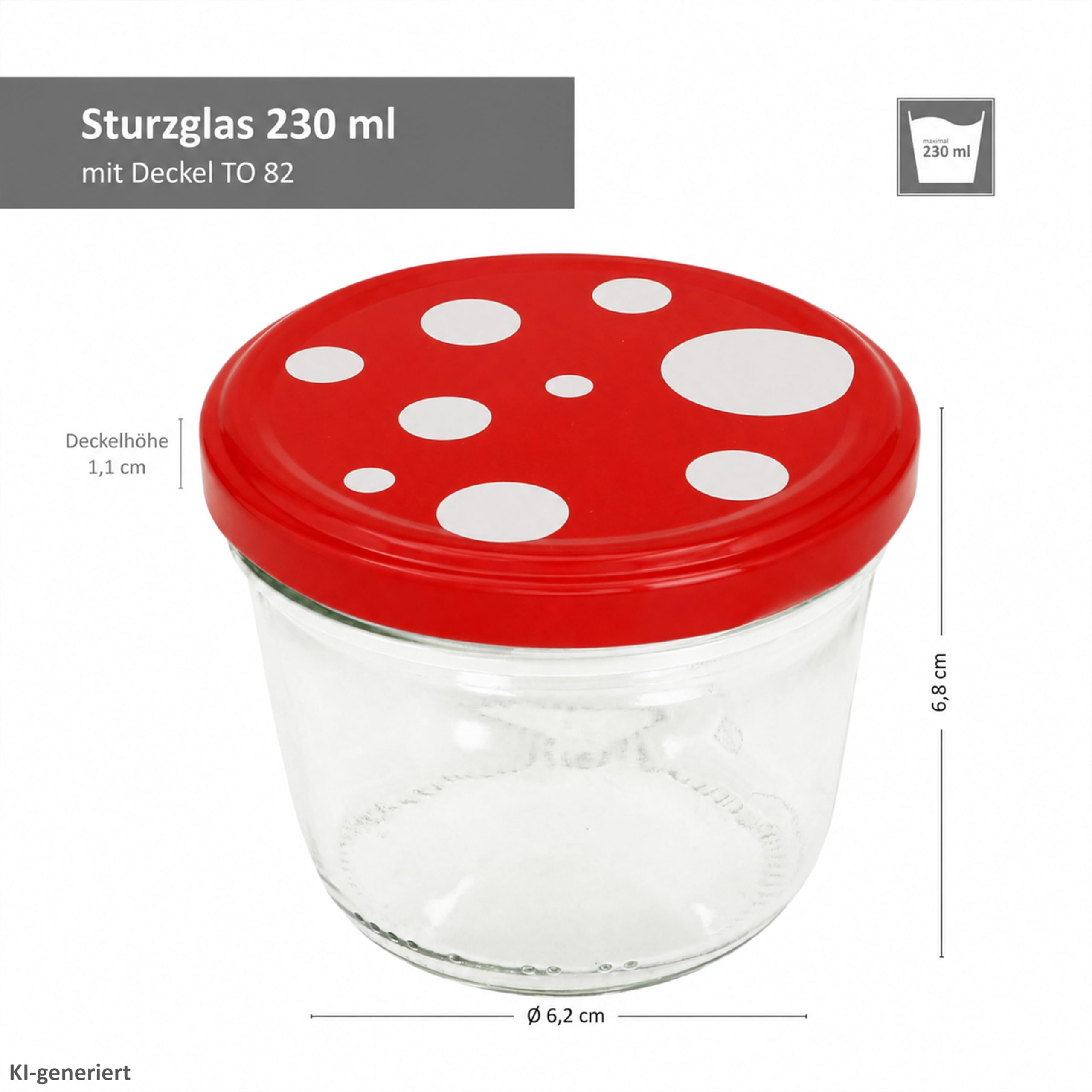 MamboCat 100er Set Sturzglas 230 ml To 82 Fliegenpilz Deckel rot weiß gepunktet incl. Diamant Gelierzauber Rezeptheft Marmeladenglas Einmachglas Einweckglas