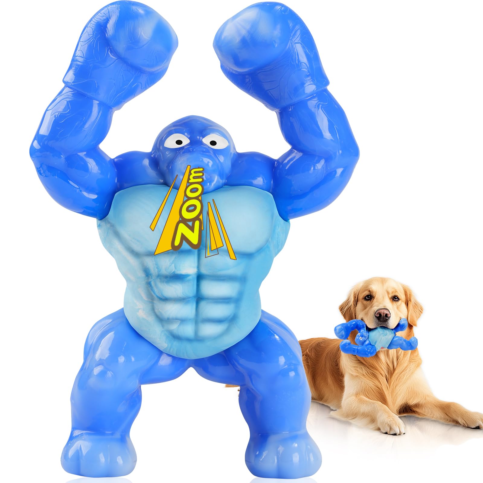 Dog Toys for Aggressive Chewers, Indestructible Chew Toys for Medium Large Breeds(20-80lb), Durable Squeaky Tough Dog Toy to Keep Them Busy (Bacon Flavor, Blue)