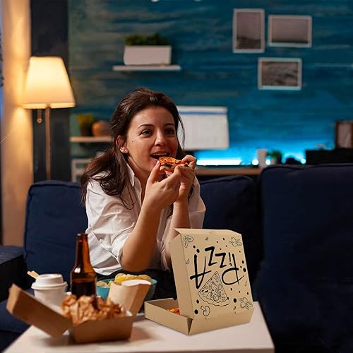 Miniatura 4 de 15 cajas de pizza, 7.3 x 7.3 x 1.6 pulgadas, cajas de cartón corrugado de papel estraza para pizza, pasteles, galletas, alimentos (negro)