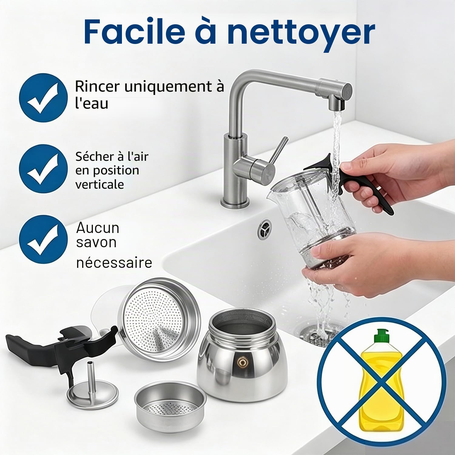Pilipane Cafetière Moka à Induction, Cafetière Pour Café Italien, 200 Ml/300 Ml En Verre Transparent Et Acier Inoxydable, Cafetière Design(300ml)