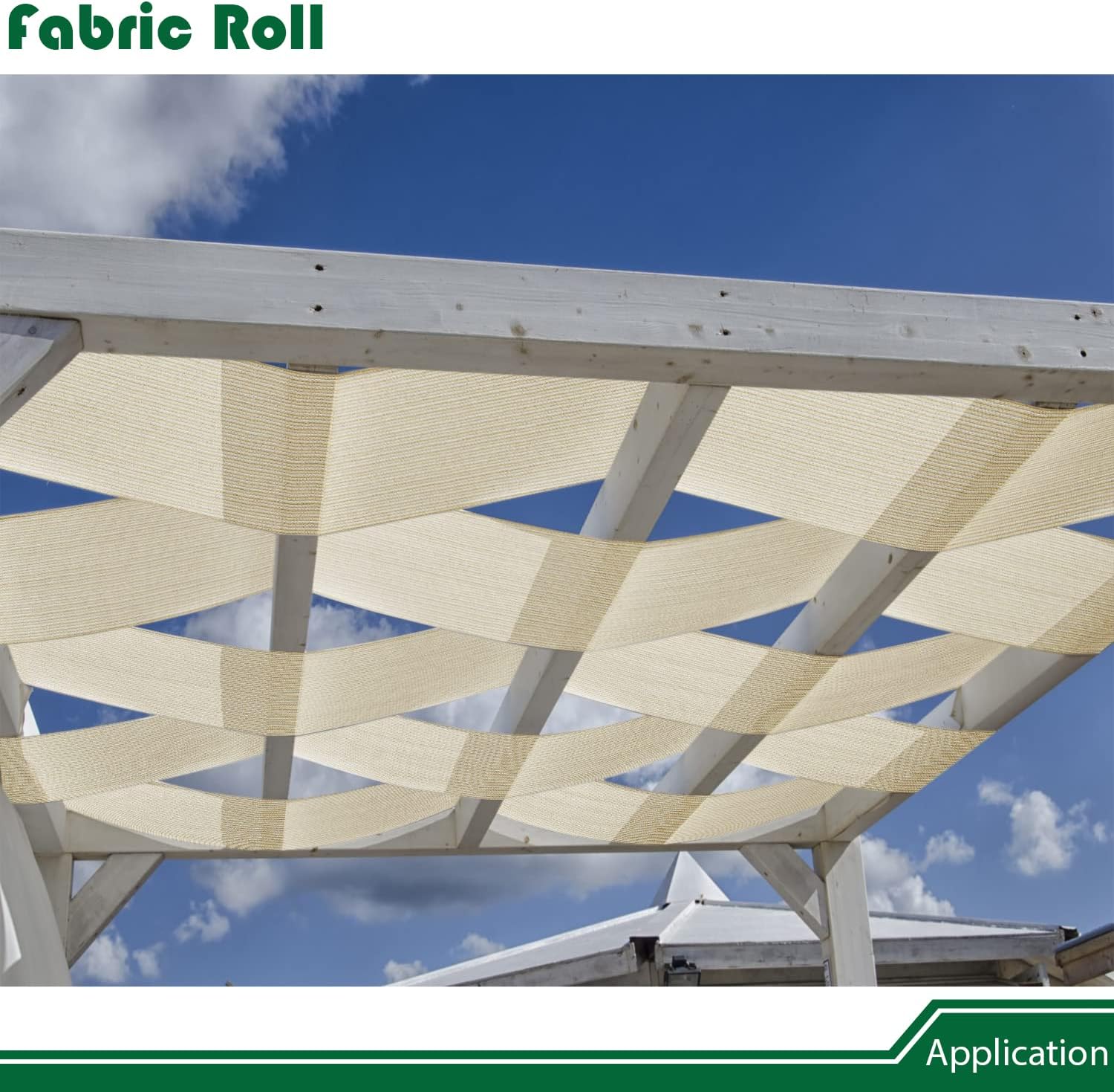 8'x1' Shade Cloth Sun Shade Fabric Roll Replaceable Canopy Pergola Cover UV Block Sunshade Sail Screen for Outdoor Patio Garden Gazebo Porch Deck, Beige