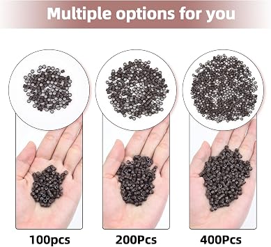 Vlasy Silicone Micro Beads, 5mm Hair Extension Beads, 100Pcs Brown