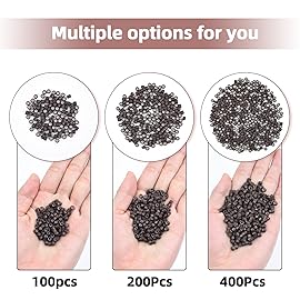 Vlasy 200Pcs 4mm Silicone Lined Micro Ring Beads for Hair Extensions 5Colors Apply (200Pcs Light Brown)