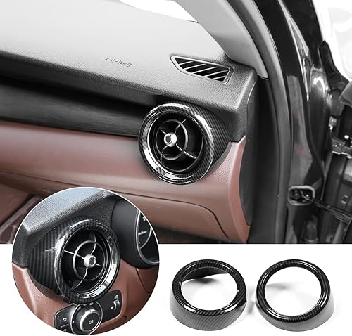 YIWANG Estilo de fibra de carbono ABS cromo lado delantero aire acondicionado salida cubierta Trim 2 unids para Alfa Romeo Stelvio 2017 2018 Auto