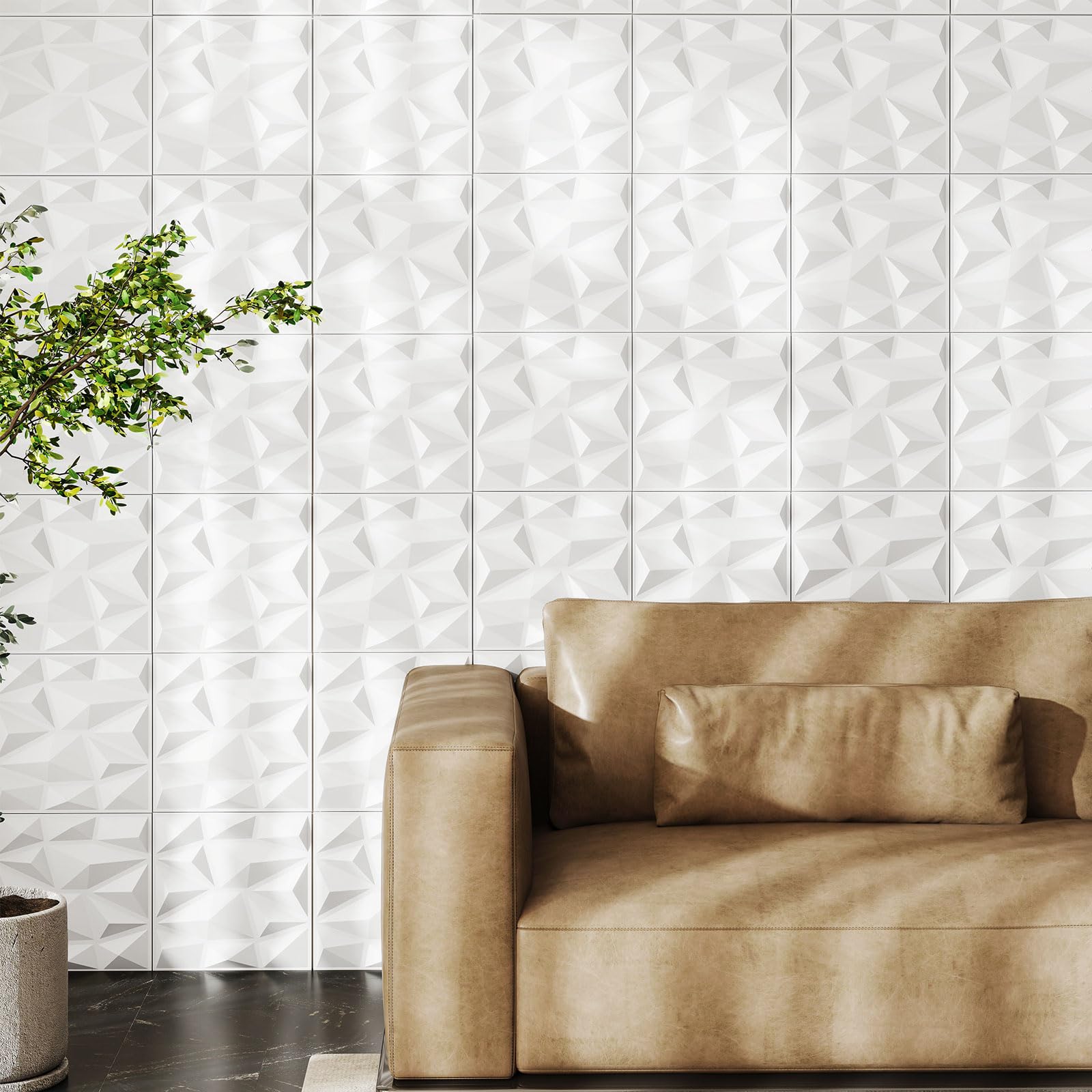 LIFEZEAL 50/100 pezzi 3D Pannelli decorativi da parete, pannelli decorativi a forma di diamante, decorazione murale DIY per interni, pannelli decorativi in PVC per soffitto e murales per casa e