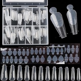 120Pcs Dual Nail Forms Set Full Cover Nail Extension Tips Coffin Almond False Nail Tips Acrylic Nail System Dual Forms With Silicone French Forma Stickers French Guides Nail Tools…