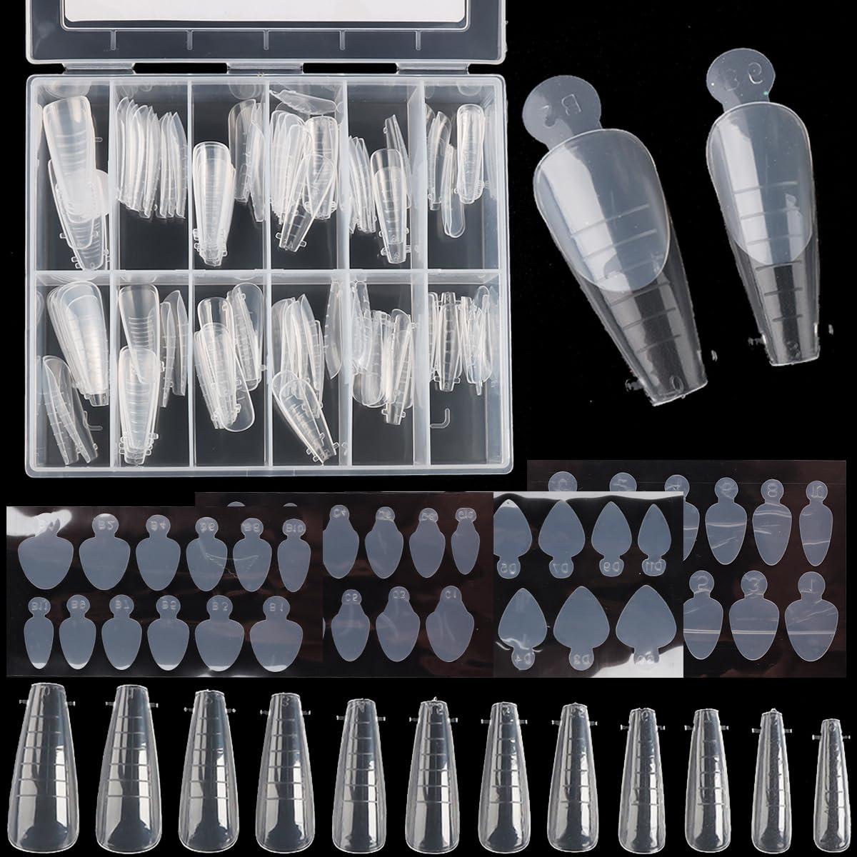 120Pcs Dual Nail Forms Set Full Cover Nail Extension Tips Coffin Almond False Nail Tips Acrylic Nail System Dual Forms With Silicone French Forma Stickers French Guides Nail Tools…