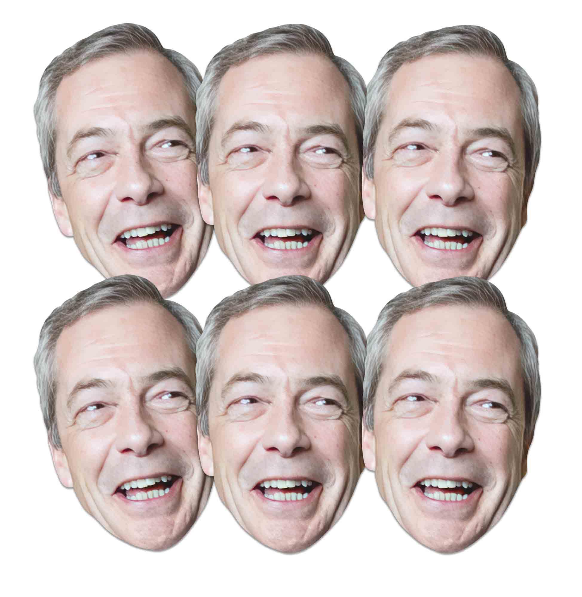 Star Cutouts SMP456 Nigel Farage Six Pack Cardboard Masks – Political Party Masks, Fancy Dress & Talking-Point Event Accessories